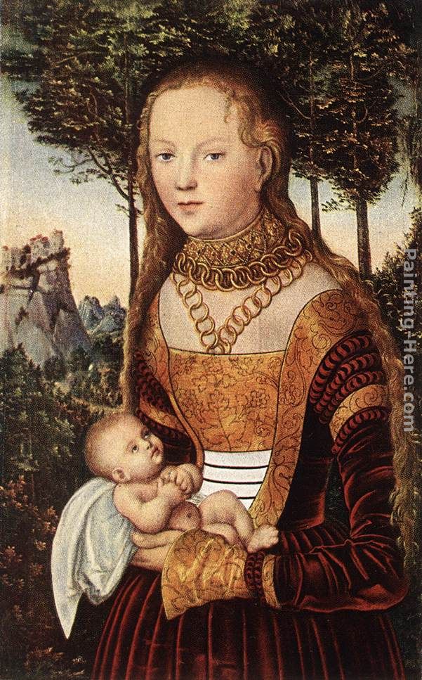Young Mother with Child painting - Lucas Cranach the Elder Young Mother with Child art painting